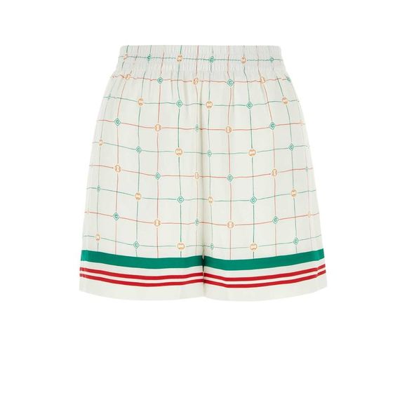 CASABLANCA Pants - CASABLANCA Printed satin shorts